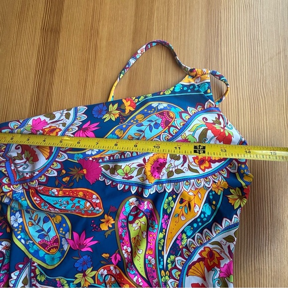 Trina Turk M 8 colorful Provence paisley bandeau one shoulder onepiece swimsuit - Picture 3 of 9